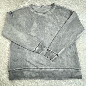 American Eagle Acid Wash Slouchy Gray Sweatshirt Grunge Punk Streetwear Medium